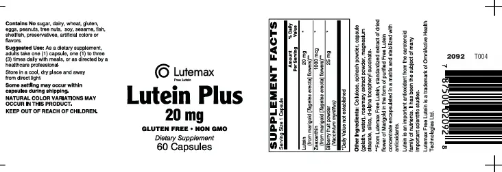 Lutein 20Mg With Bilberry Caps 60's Vitamins/ Minerals Supplement - Image 2