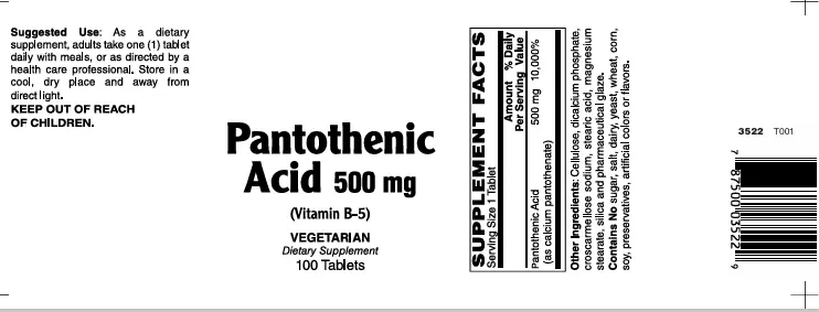 Pantothenic 500Mg Tabs 100's Vitamins/ Minerals Supplement - Image 2