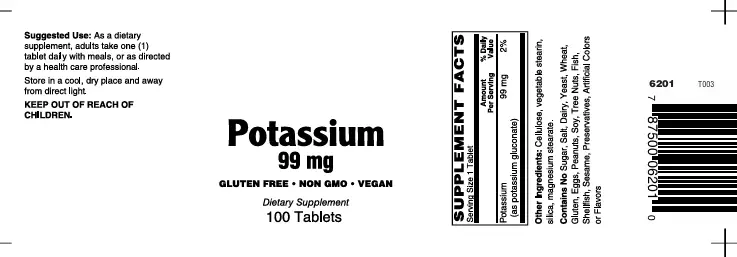 Potassium 99Mg Amino Acid Tabs 100's Vitamins/ Minerals Supplement - Image 2