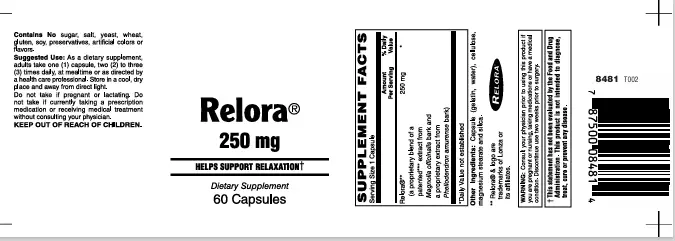 Relora 250Mg Caps 60's Herbs/ Herbals Mood Supplement - Image 2