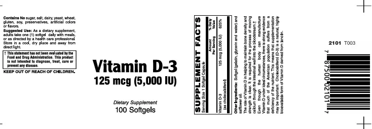 Vitamin D3 5000Iu Softgels 100's - Image 2
