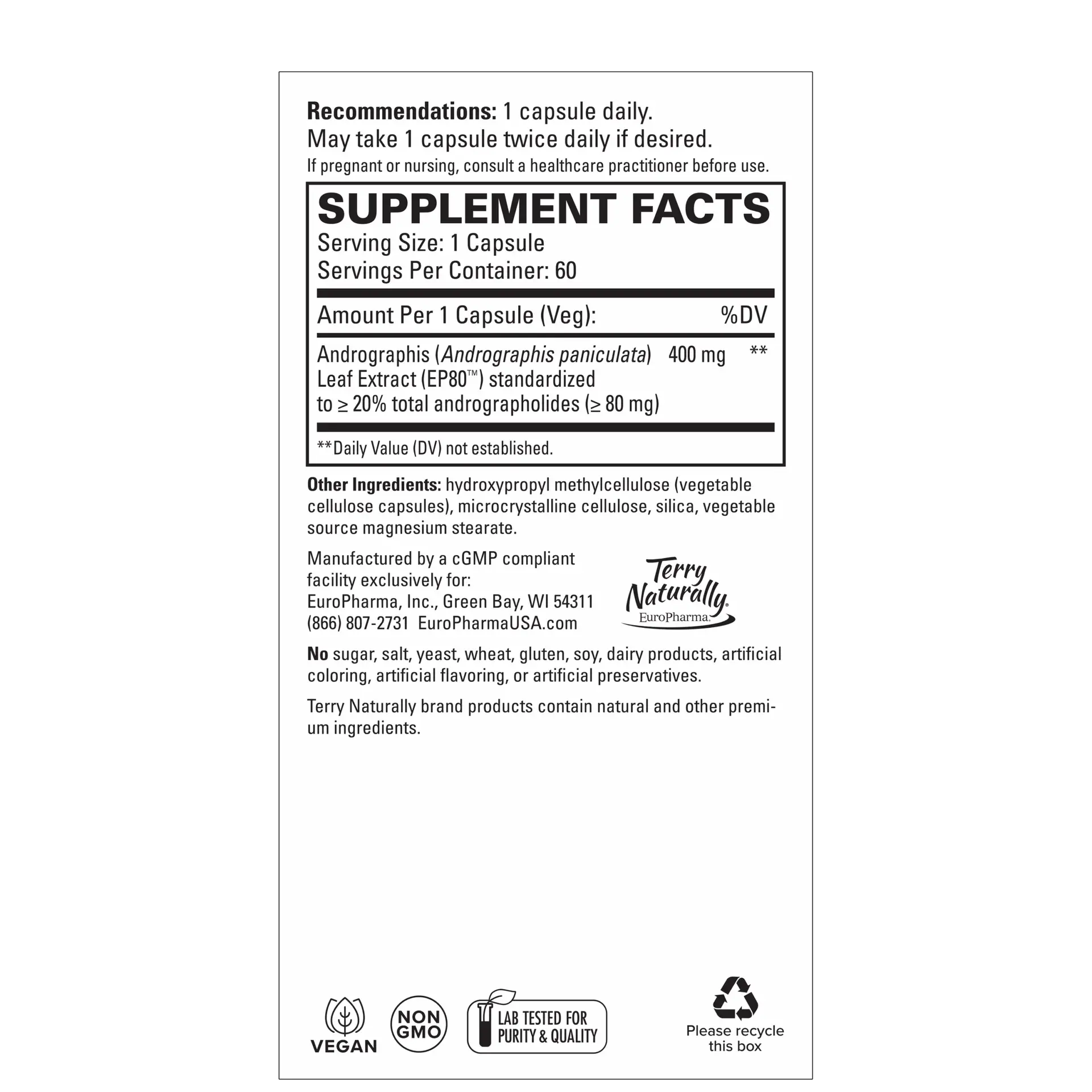 Andrographis EP80 xs Herbs/ Herbals Supplement - Image 2